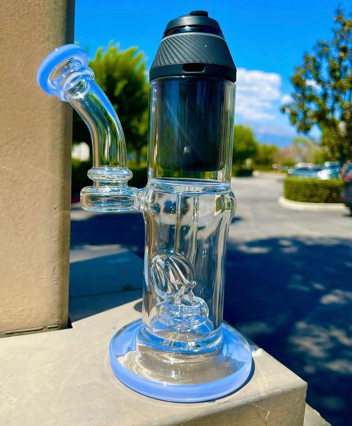 Monark Proxy Puff Co Proxy Bubbler with Color Accents and Embossed βMβ Logo on the side.